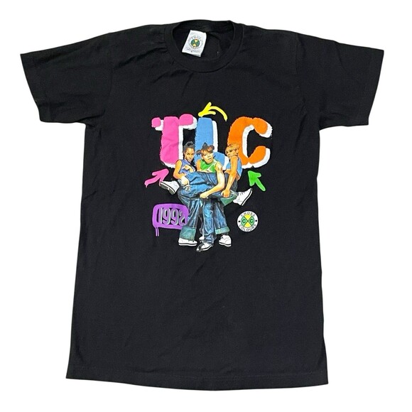 Cross Colours TLC VTG 1992 T-Shirt Graphic Tee Mens Size S Hip Hop 90s - Picture 1 of 4